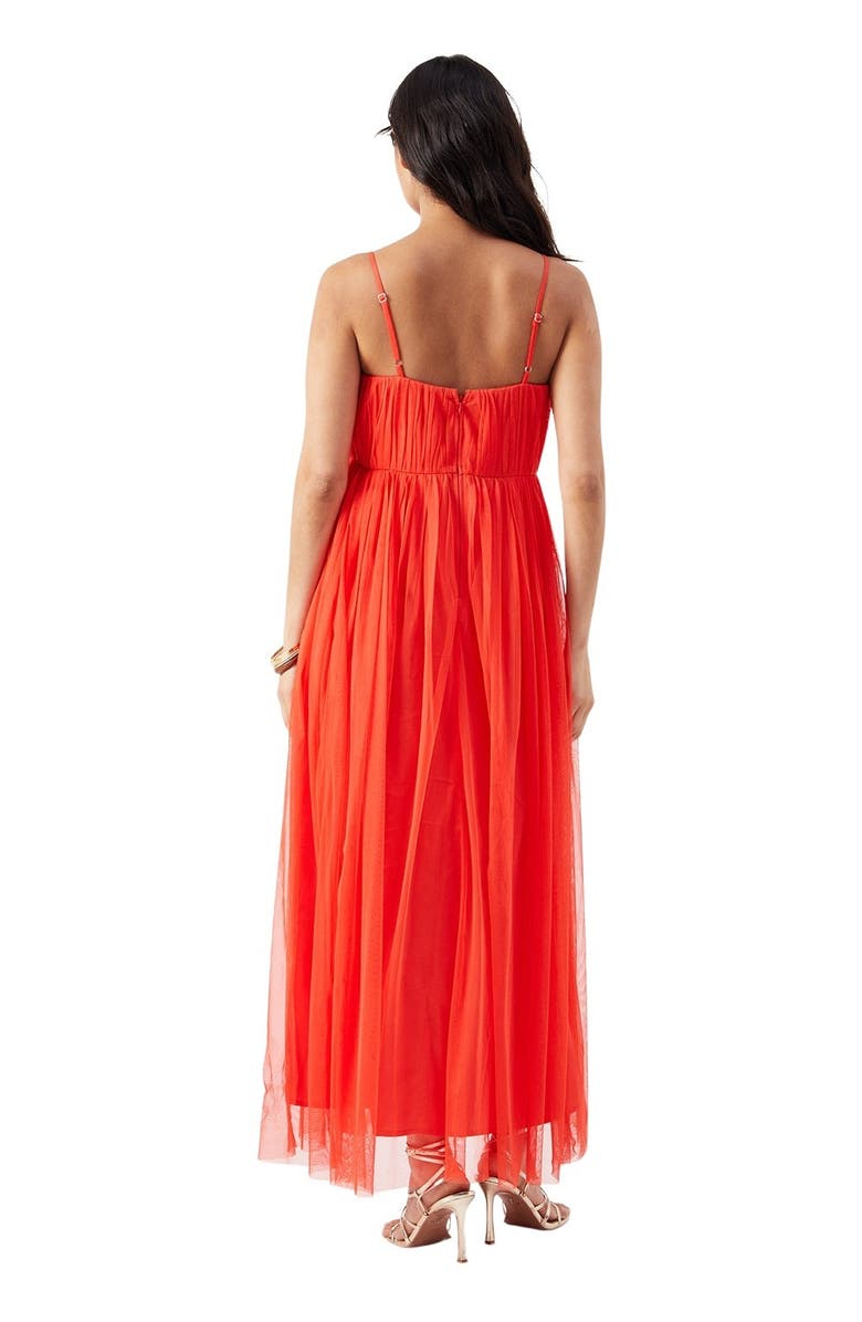Warehouse Tulle Strappy Bandeau Maxi Dress, Alternate, color, Red