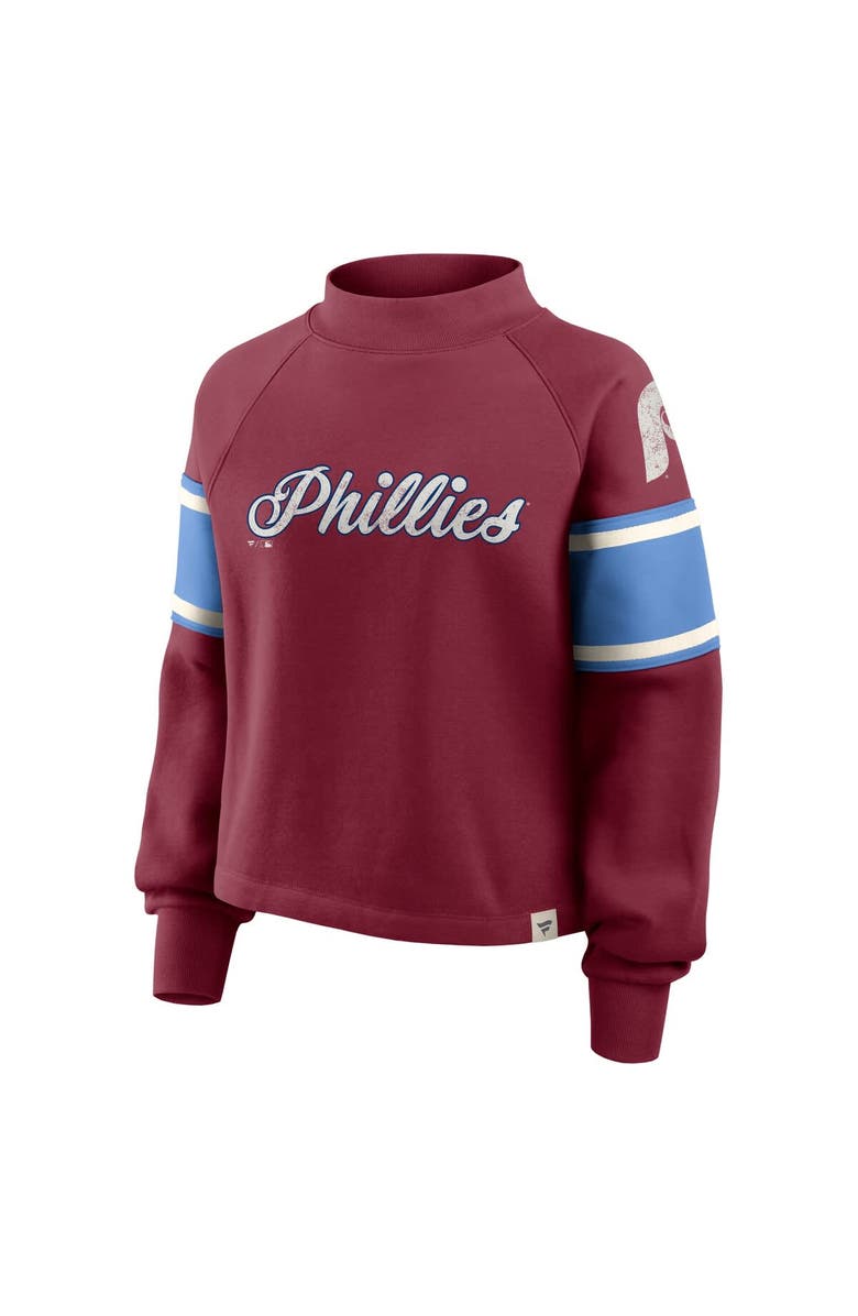 FANATICS Women's Fanatics Burgundy Philadelphia Phillies Oversized Toss Sweep Raglan Pullover Sweatshirt, Alternate, color, Burgundy