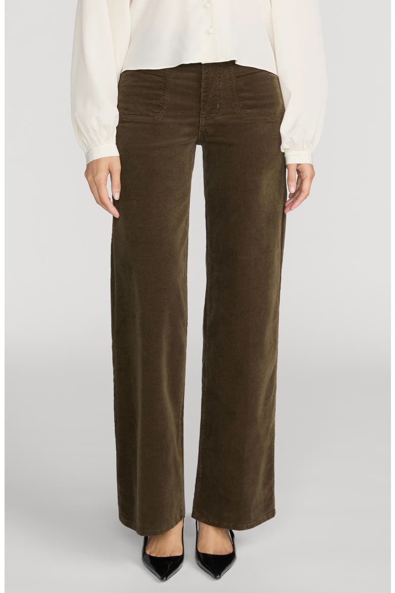Le Slim Palazzo Patch Pocket High Waist Wide Leg Corduroy Jeans, Main, color, RICH MILITARY