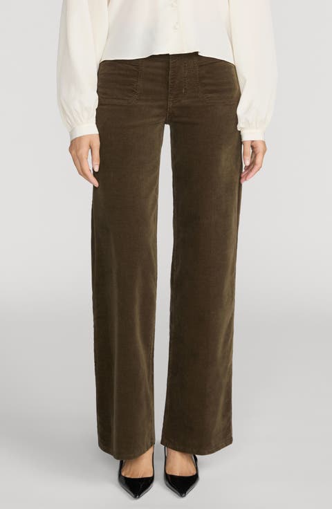 Le Slim Palazzo Patch Pocket High Waist Wide Leg Corduroy Jeans