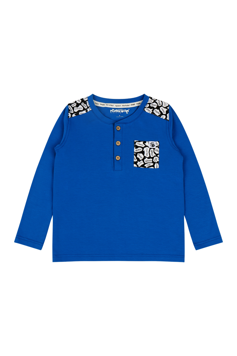 Boys Pocket Long-Sleeve Henley Shirt, Main, color, Blue
