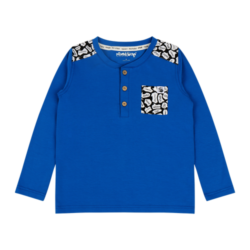 Mixed Up Clothing Boys Pocket Long-sleeve Henley Shirt In Blue