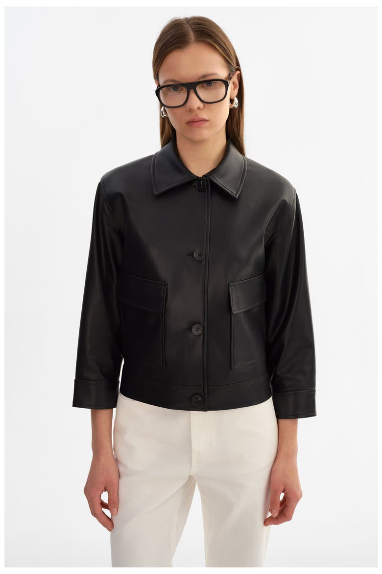 Elara | Faux Leather Jacket, Main, color, Black