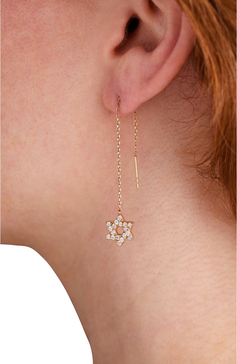 Alex and Ani Delicate Pave Star of David Threader Earrings, Alternate, color, Gold