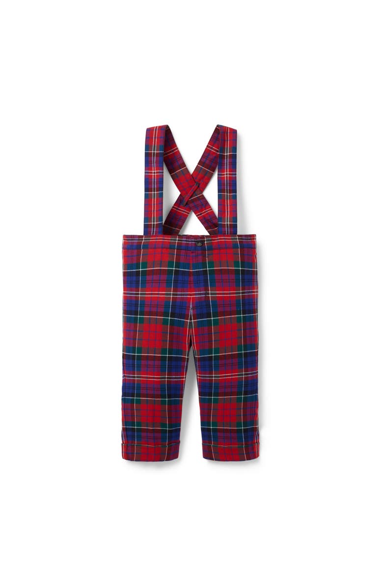 Janie and Jack Baby Tartan Suspender Pant, Main, color, Red