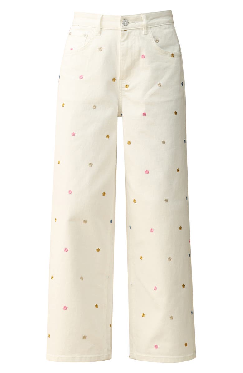 Bayeas Floral Embroidered Wide Leg Jeans, Alternate, color, 