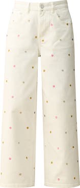 Bayeas Floral Embroidered Wide Leg Jeans