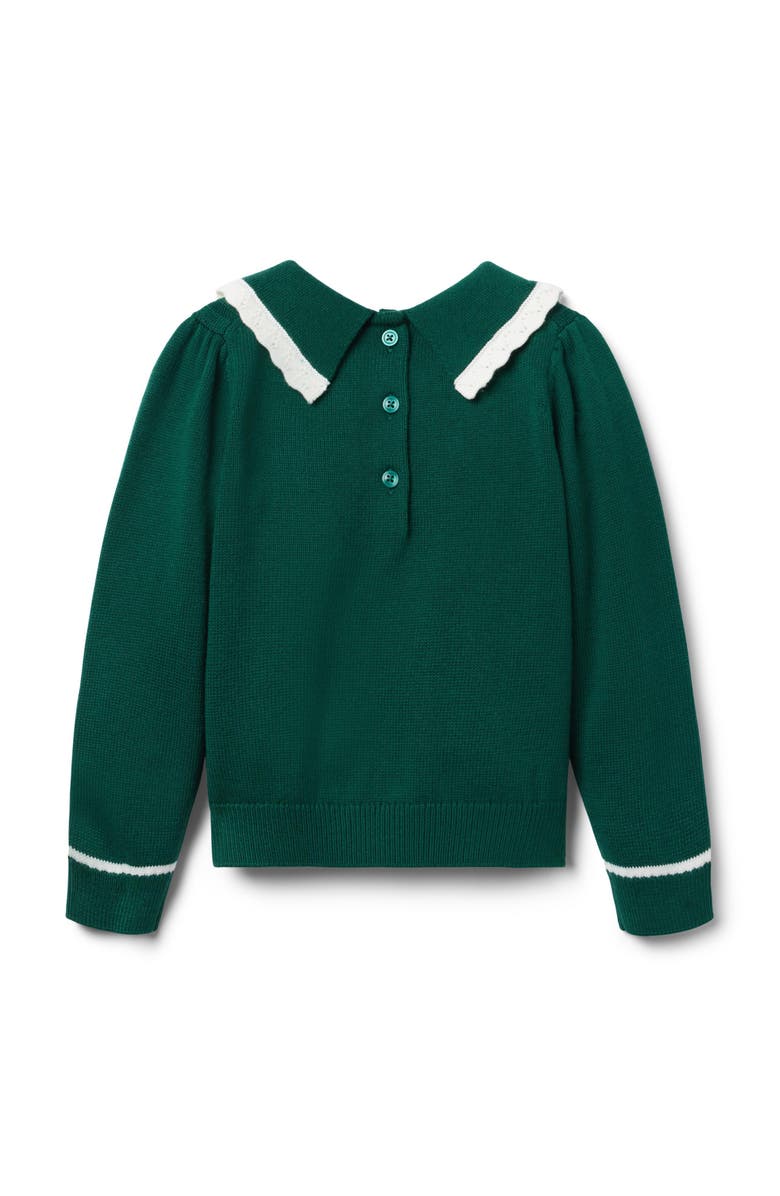 Janie and Jack Cable Knit Collared Sweater, Alternate, color, Green