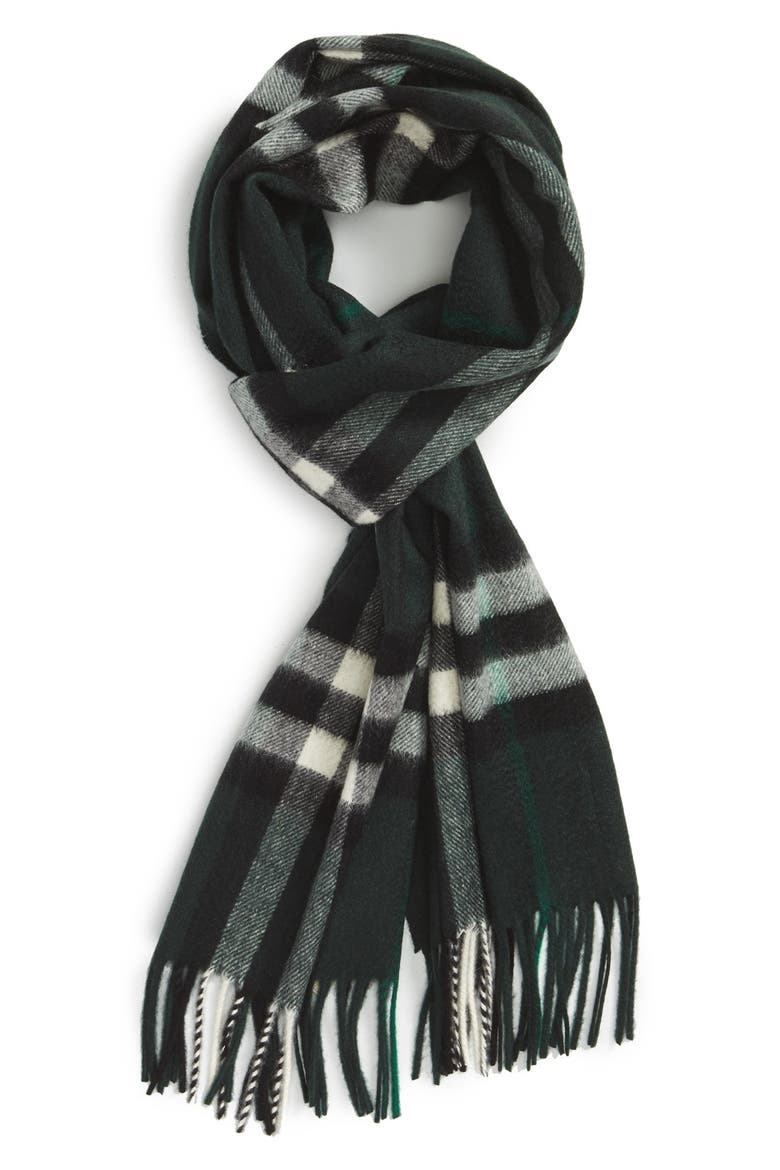 'Giant Icon' Cashmere Scarf, Main, color, DARK FOREST GREEN