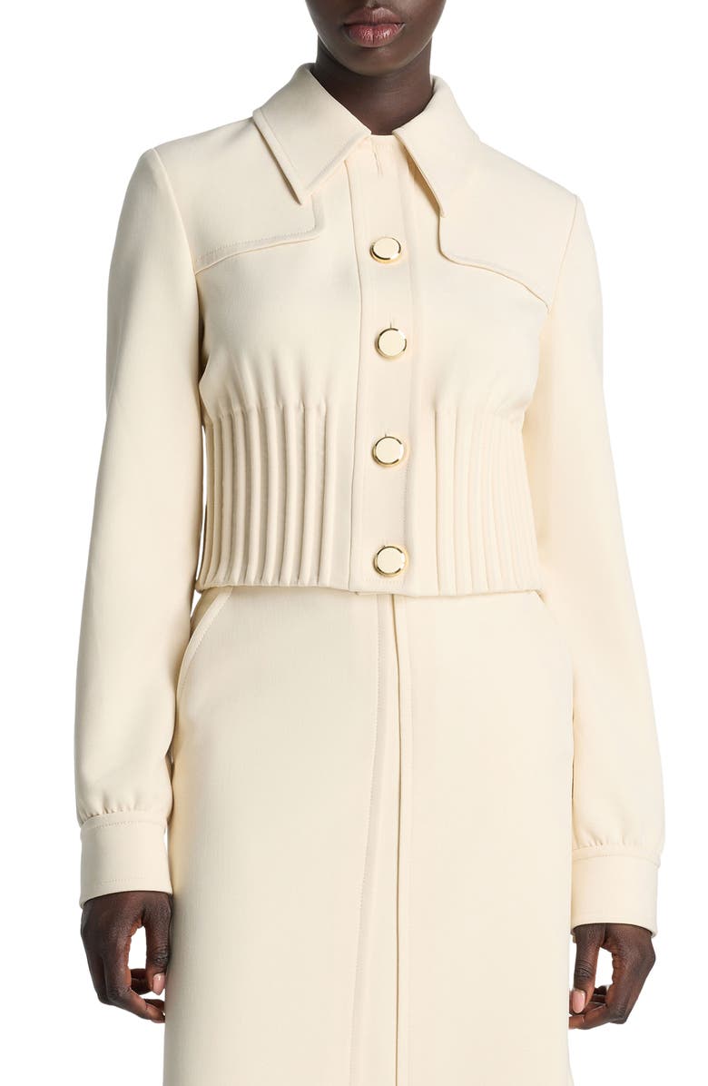 St. John Collection Corded Rib Stretch Crepe Crop Jacket, Main, color, 