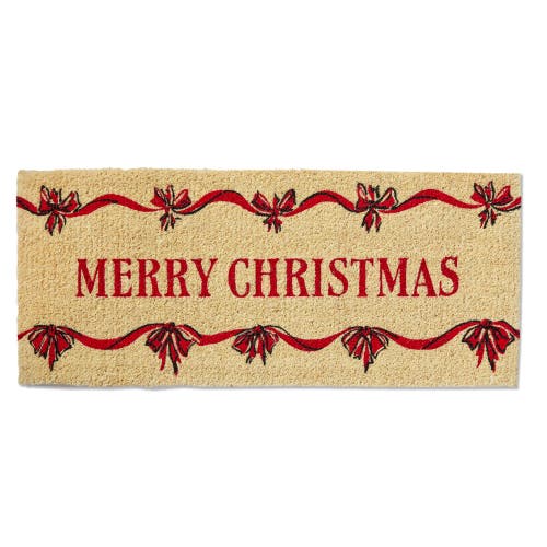 Tag Merry Christmas Bows Coir Door Mat Red Holiday Decor In Multi