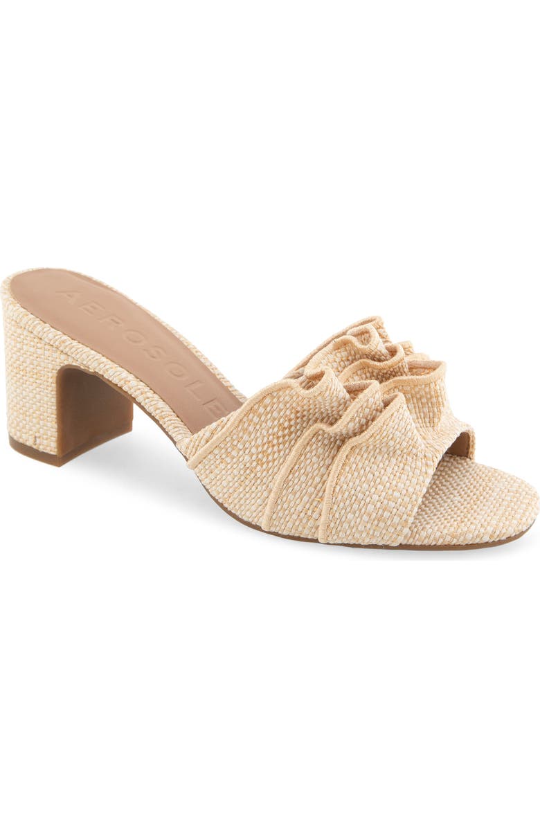 Aerosoles Gabrielle Ruffe Slide Sandal, Main, color, Natural Raffia