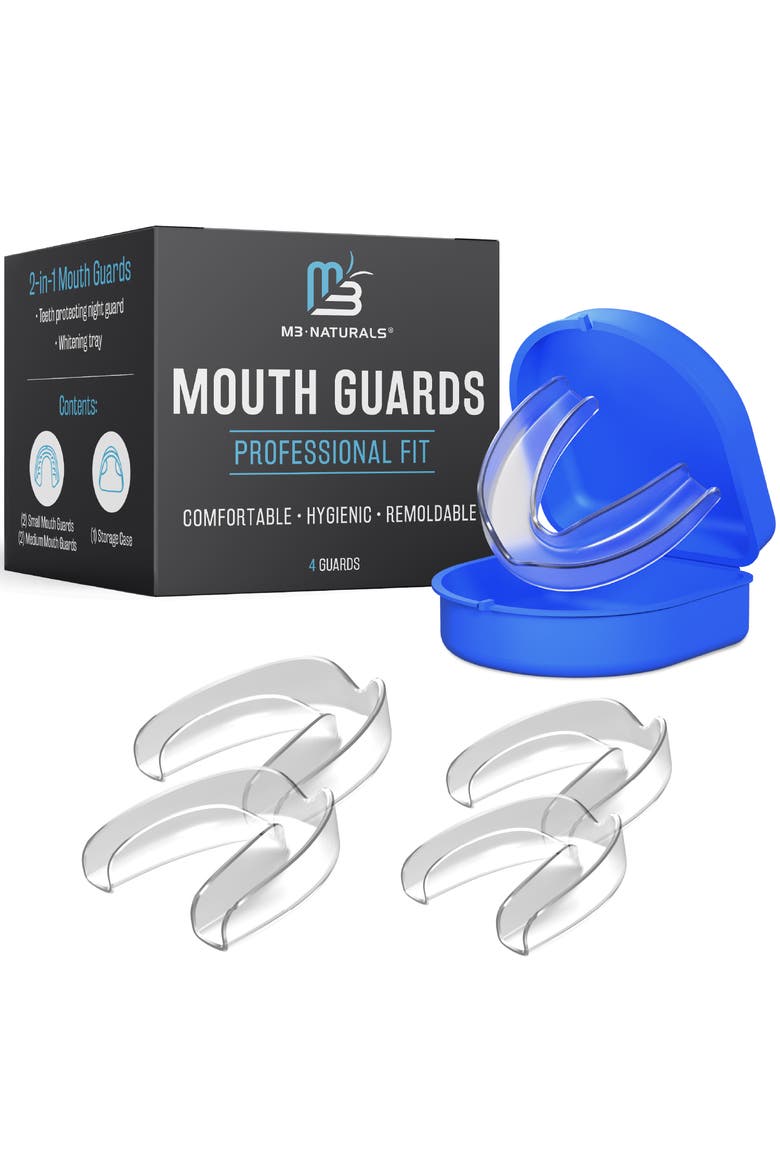 Custom Fit Mouth Guards with Storage Case, 4 Count, Main, color, No Colour