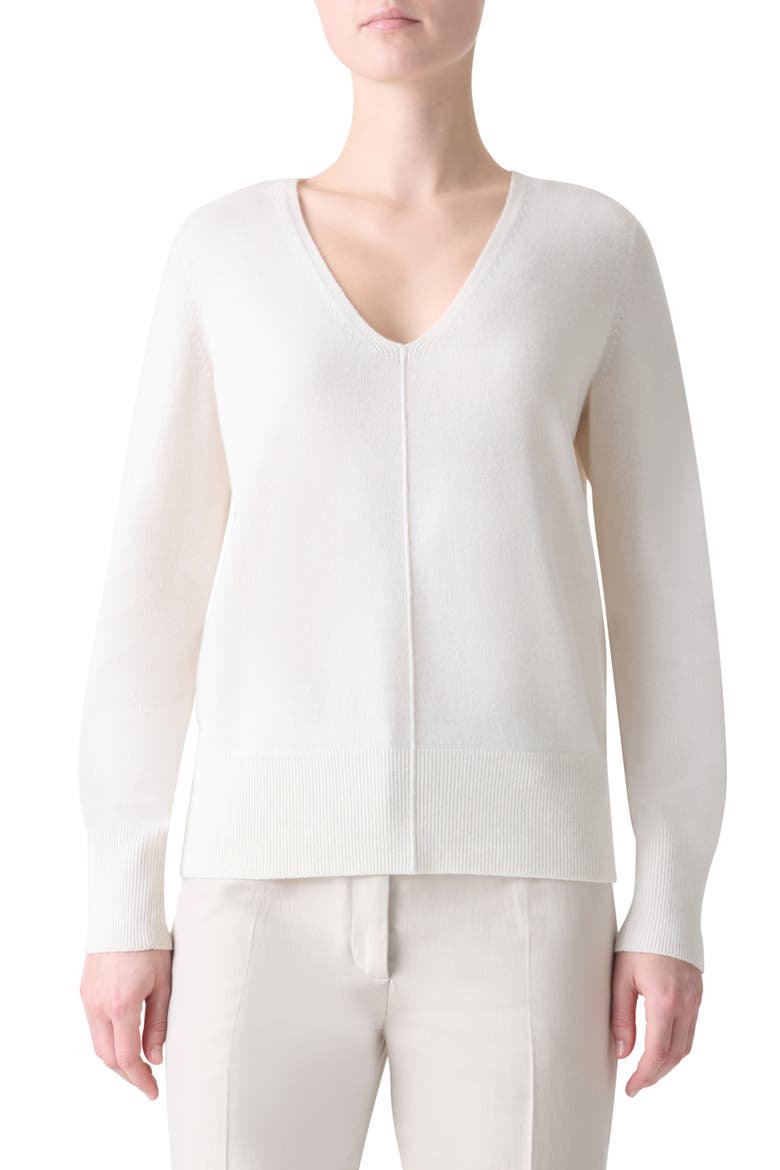 V-Neck Cashmere Sweater, Main, color, ECRU