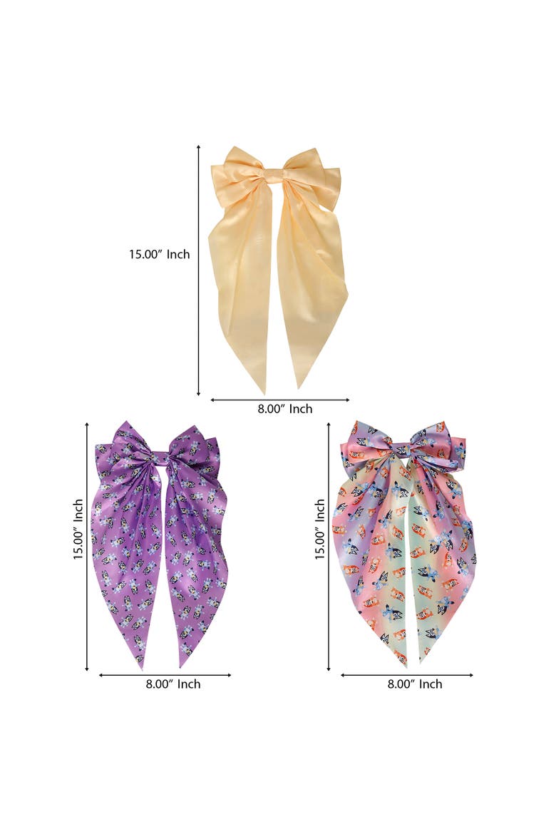 Bows for Hair 3-Piece Set Official License, Long Hair Bows with Clip, Alternate, color, Yellow