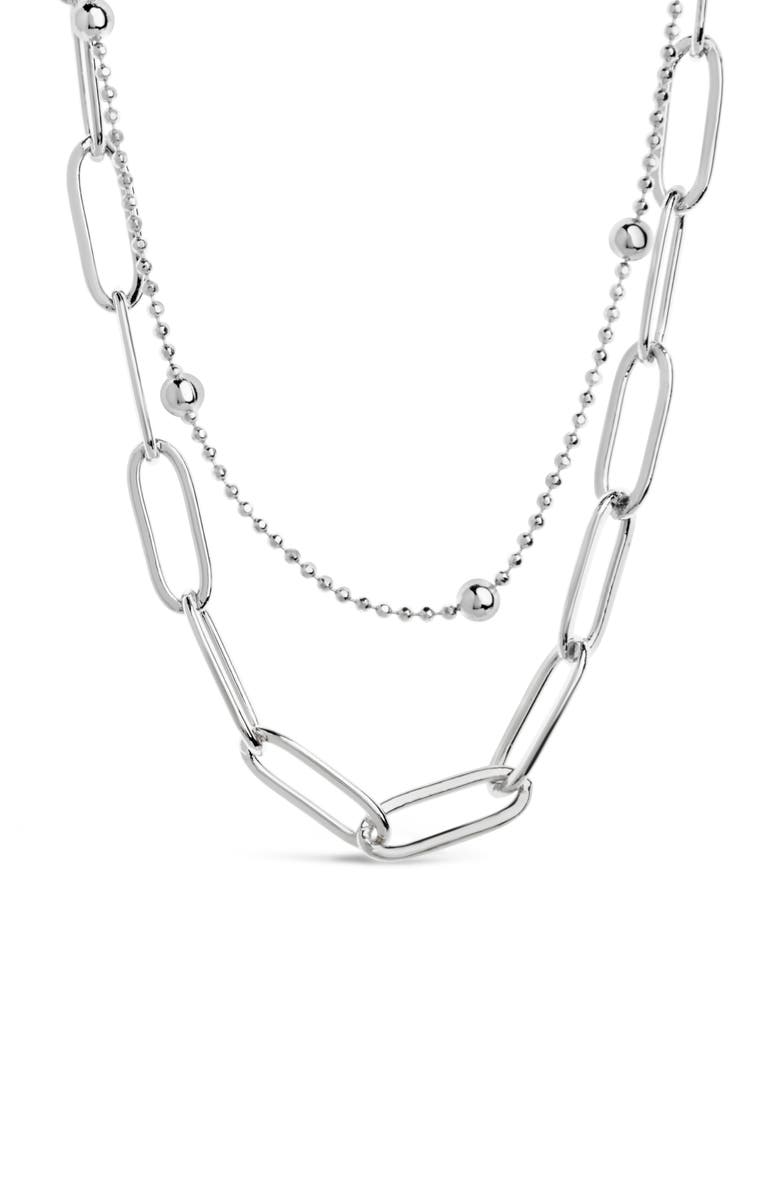Sterling Forever Leah Layered Chain Necklace, Alternate, color, Silver