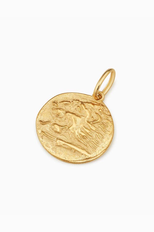 Oradina 14k Gold Greek Lion Medallion Pendant Charm In Yellow Gold