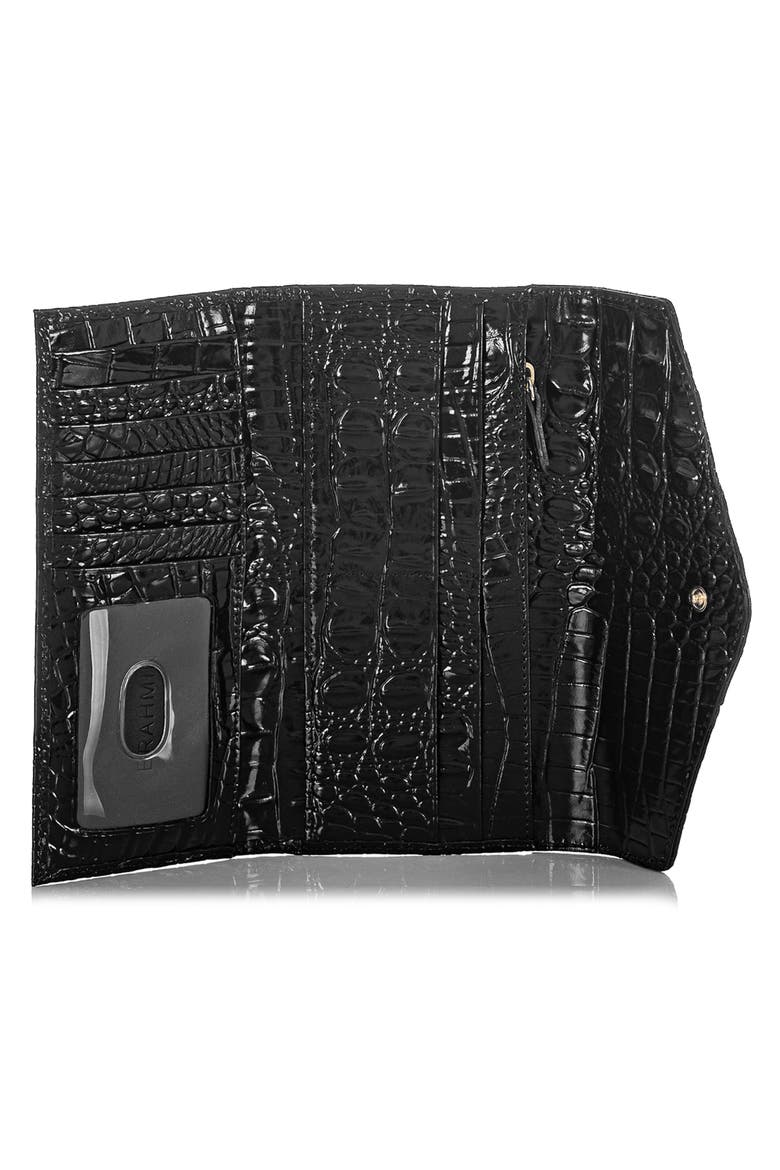 Veronica Melbourne Croc Embossed Leather Envelope Wallet, Alternate, color, BLACK PEBBLED