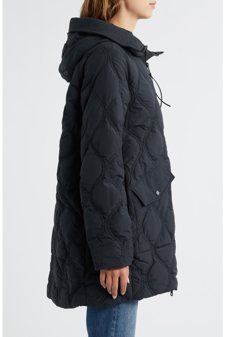 Alessia Quilted Hooded Jacket, Alternate, color, BLACK - NOIR