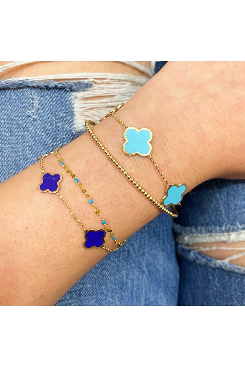Small Lapis Clover Bracelet, Alternate, color, Lapis