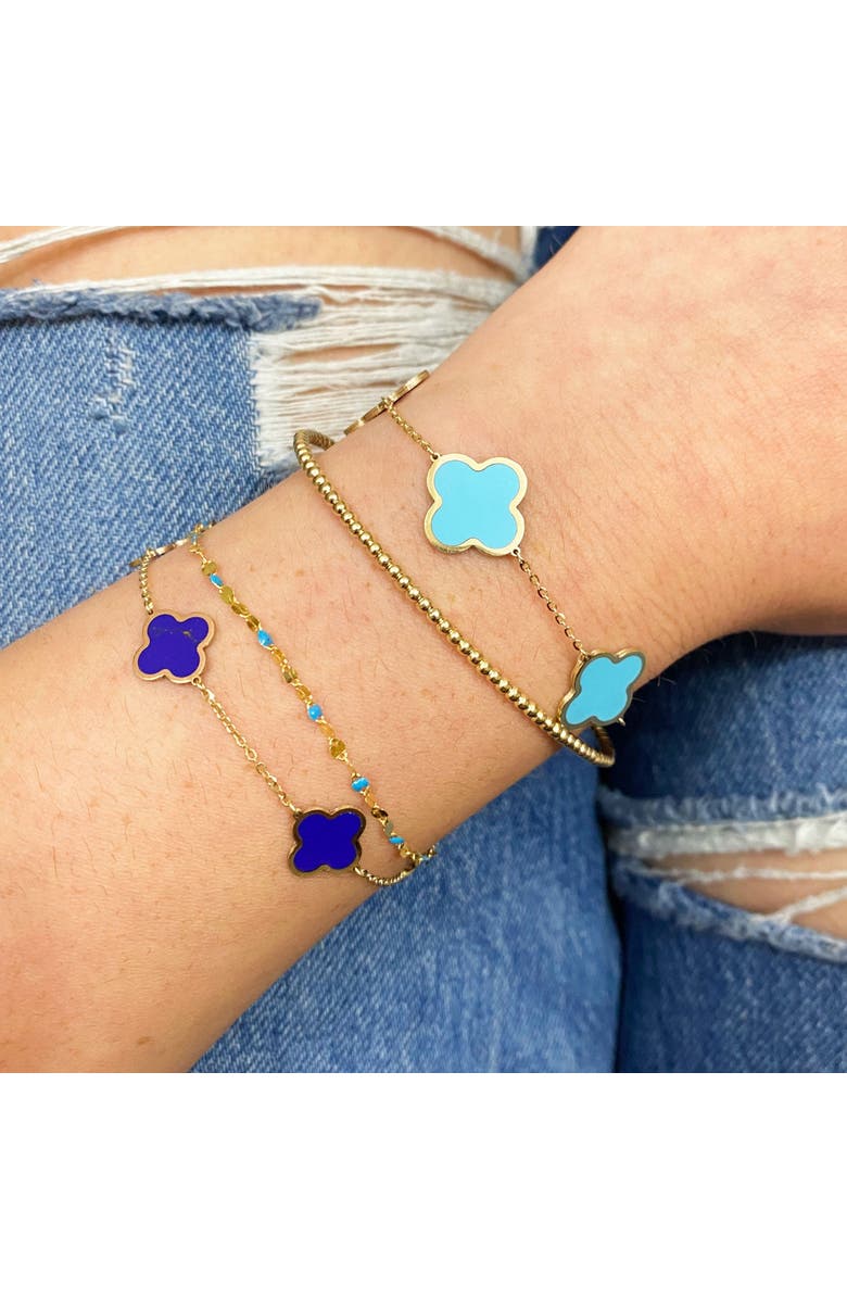 The Lovery Fine Jewelry Small Lapis Clover Bracelet, Alternate, color, Lapis