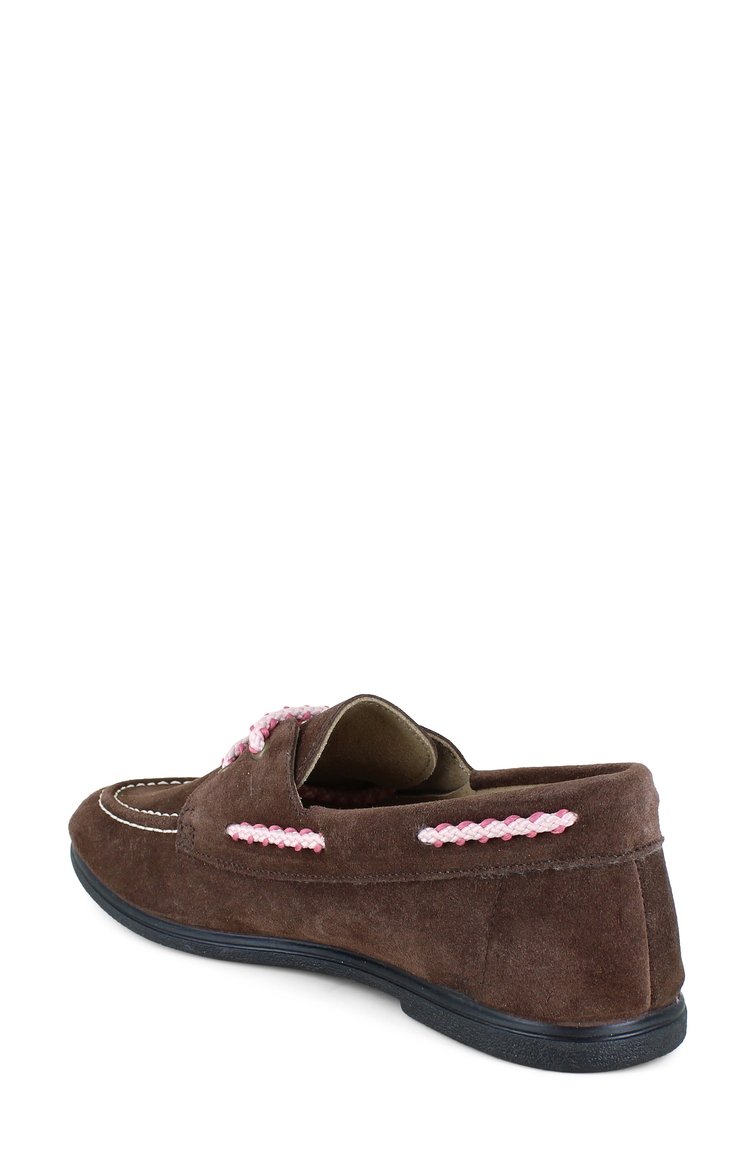 Slamm Leather Boat Shoe Loafer, Alternate, color, BROWN SUEDE