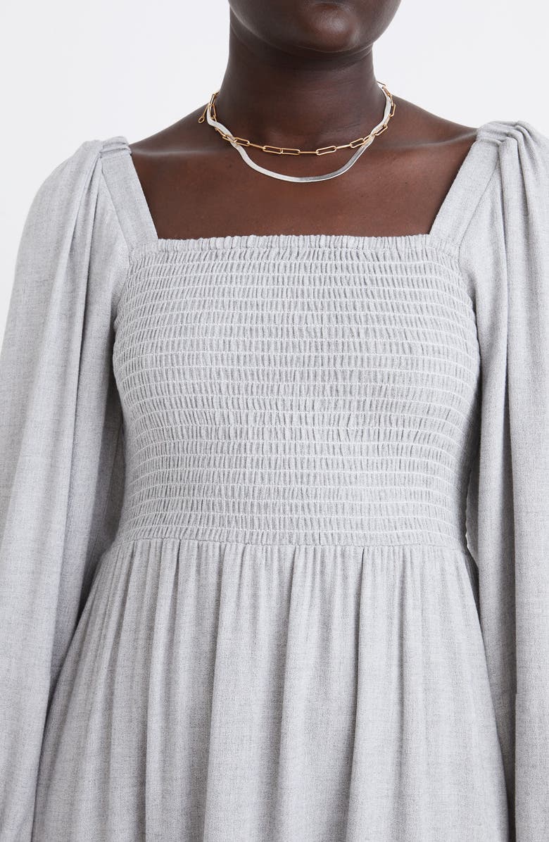 madewell gauze midi dress Lucie Long-Sleeve Smocked Midi Dress in Wool Gauze