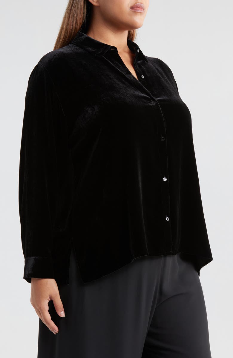 Eileen Fisher Easy Relaxed Fit Velvet Button-Up Shirt, Alternate, color, 