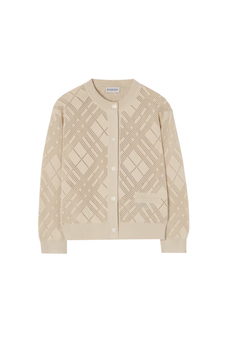 Pointelle Knit Cotton Cardigan, Main, color, Clam beige