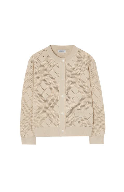 Pointelle Knit Cotton Cardigan