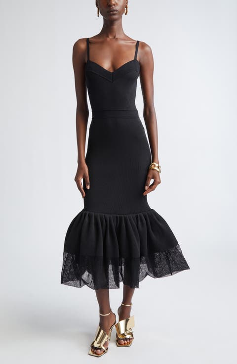 Ruffle Hem Rib Body-Con Tank Dress