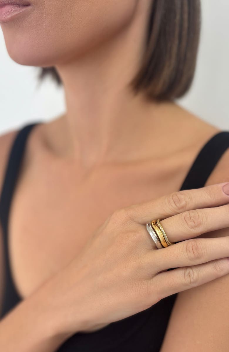 st. Moran Set of 3 Wavy Band Rings, Alternate, color, Silver/ Gold