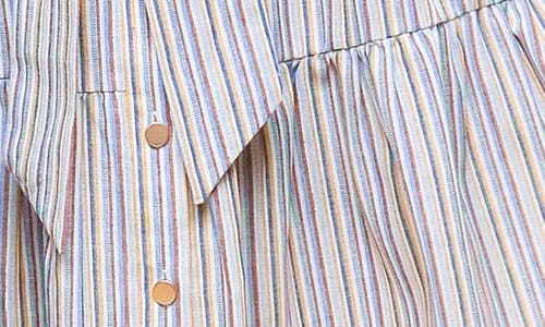 Flying Tomato Stripe Puff Sleeve Fit & Flare Shirtdress