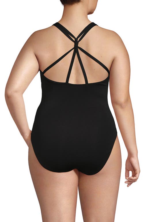 Lands' End Tugless Quickdry V-neck Multi-way High Leg One Piece Swimsuit