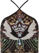 AllSaints Jamilia Gene Embellished Halter Crop Top