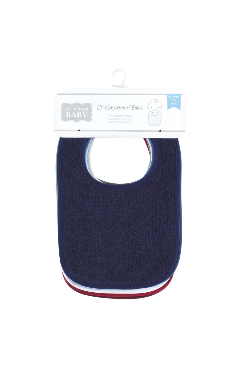 Hudson Baby Youngster's Dribble Catcher with Moisture-Resistant Layer, Alternate, color, Blue Burgundy