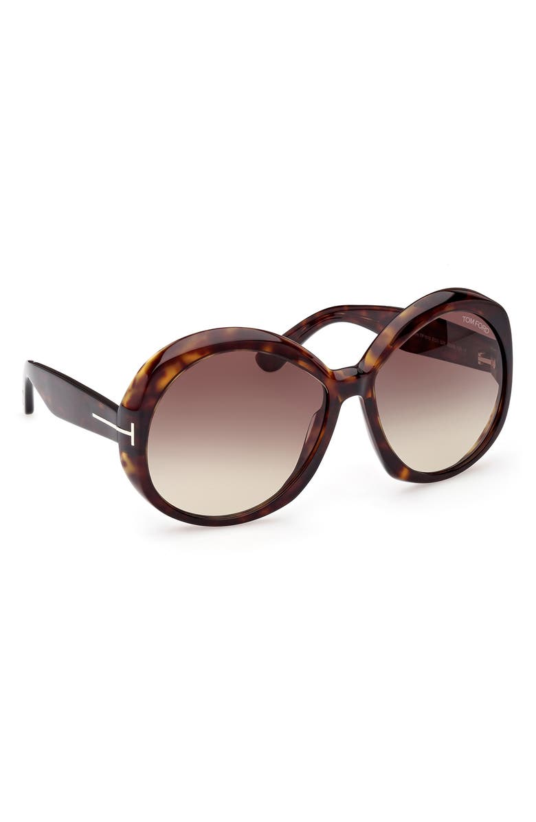 TOM FORD 62mm Gradient Oversize Round Sunglasses, Alternate, color, Dark Havana/ Brown Yellow