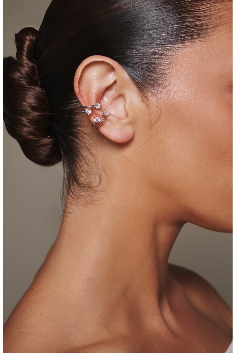 Eraz Set of 2 Ear Cuffs, Alternate, color, SILVER