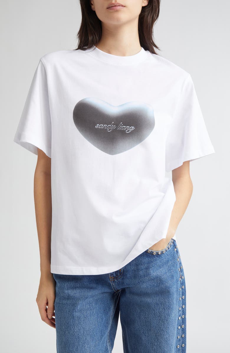 Sandy Liang Chouchou Graphic T-Shirt, Main, color, White