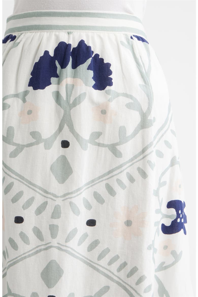Juliet Floral Cotton & Linen Skirt, Alternate, color, LILIANA BLUE SURF PRINT