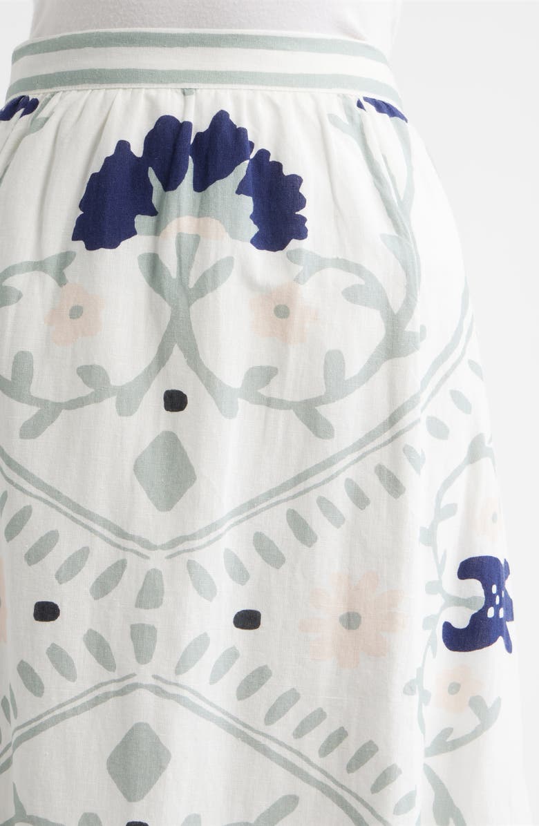Cleobella Juliet Floral Cotton & Linen Skirt, Alternate, color, Liliana Blue Surf Print