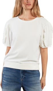 Wash Lab Denim Silver Lining Puff Sleeve Sweatshirt