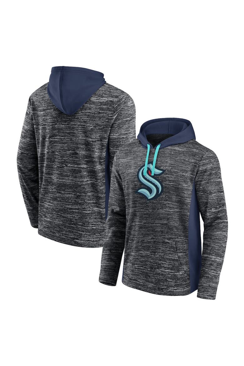Men's Fanatics Branded Charcoal/Deep Sea Blue Seattle Kraken Instant Replay Space-Dye Pullover Hoodie, Main, color, Charcoal