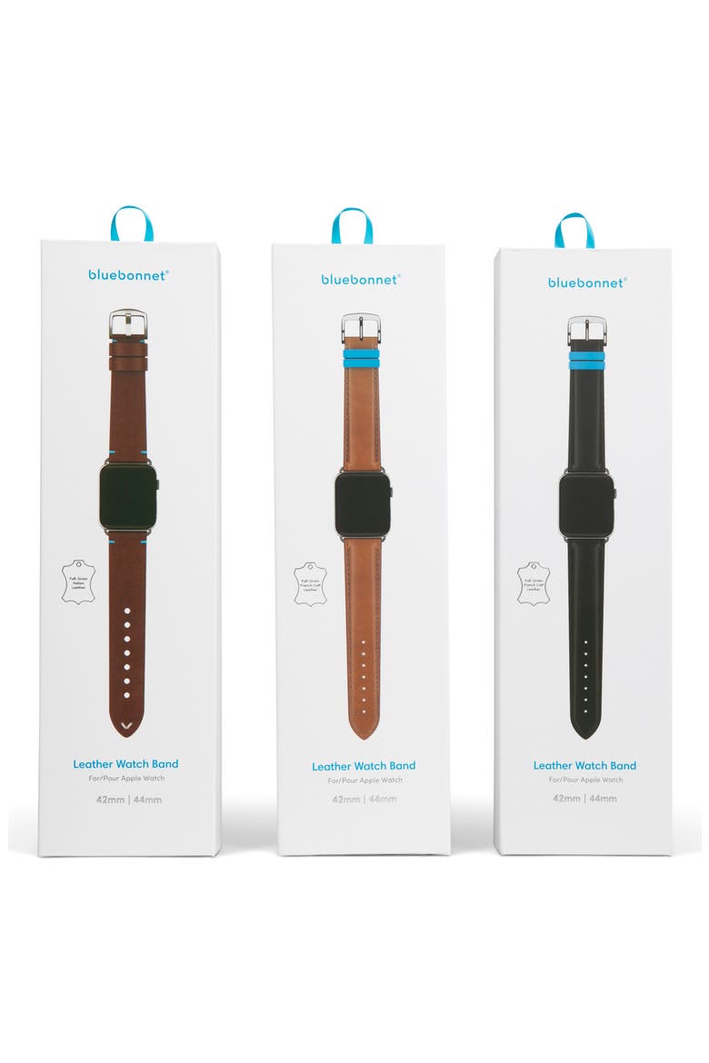 Leather Apple Watch® Watchband, Alternate, color, BLACK