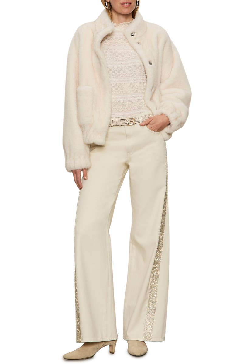 Sanctuary Cadence Shimmer Side Stripe High Waist Jeans, Alternate, color, Vanilla Creme