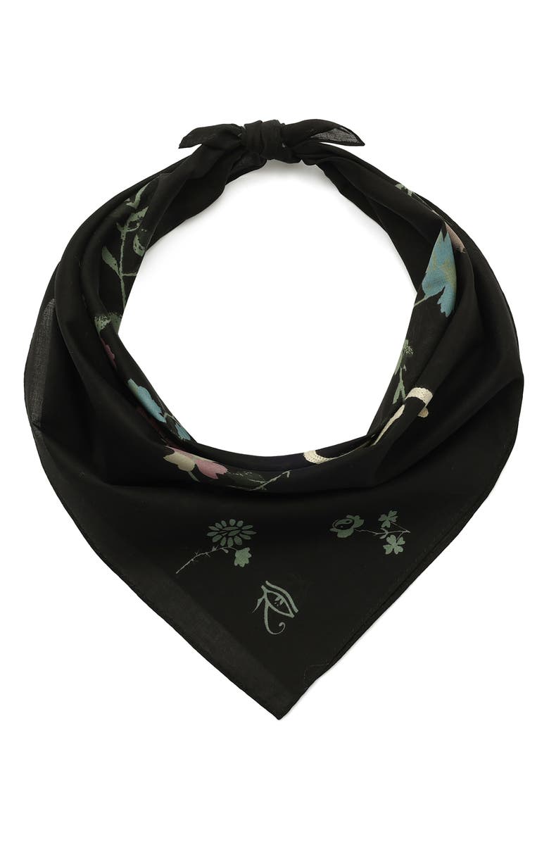 AllSaints Fleur De Lis Embroidered Bandana, Main, color, Black