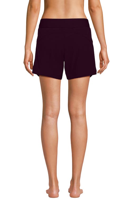 Lands' End 5" Quick Dry Elastic Waist Board Shorts Swim Cover-up Shorts With Panty In Dark Wine