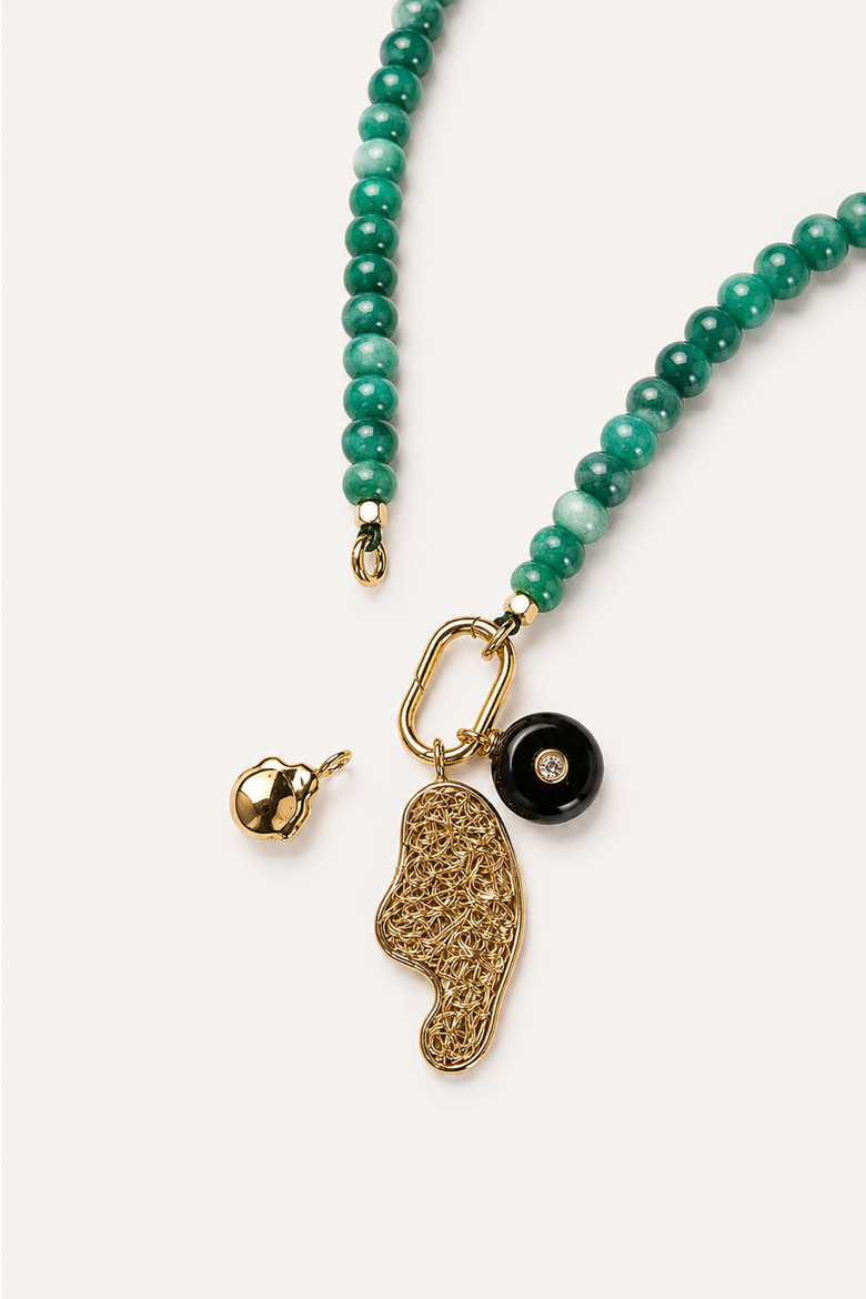 Riviera Sculptural Charm Necklace, Alternate, color, Green