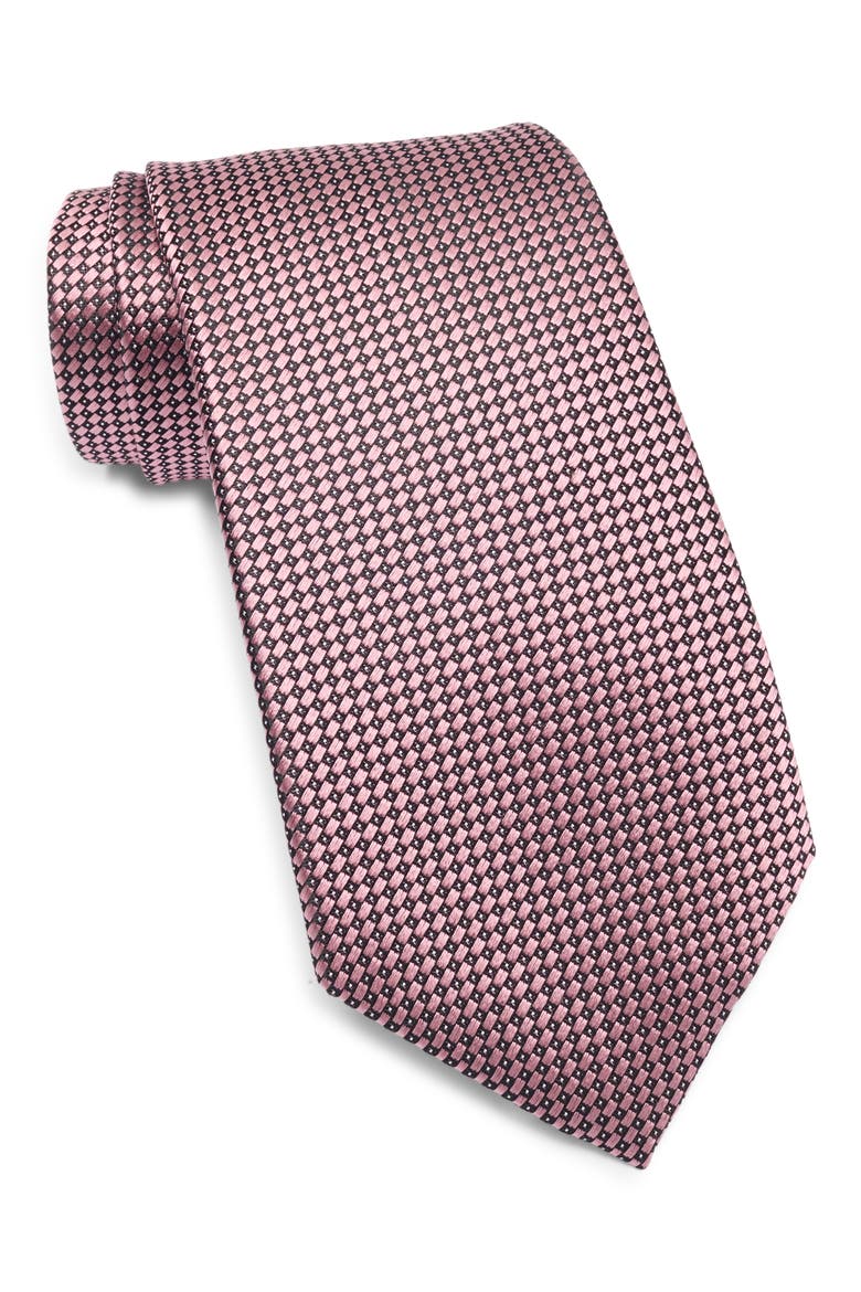 Neat Silk Tie, Main, color, MD PNK MICRO FAN