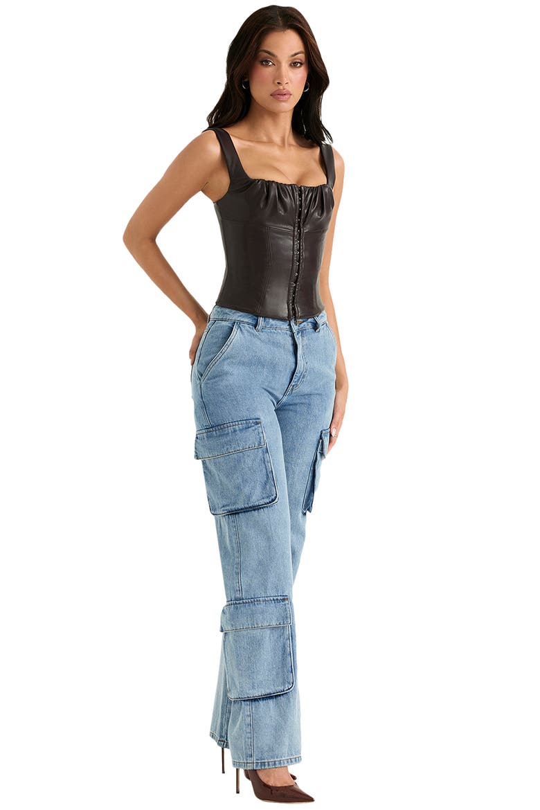 Ria Washed Utility Cargo Jeans, Alternate, color, BLUE
